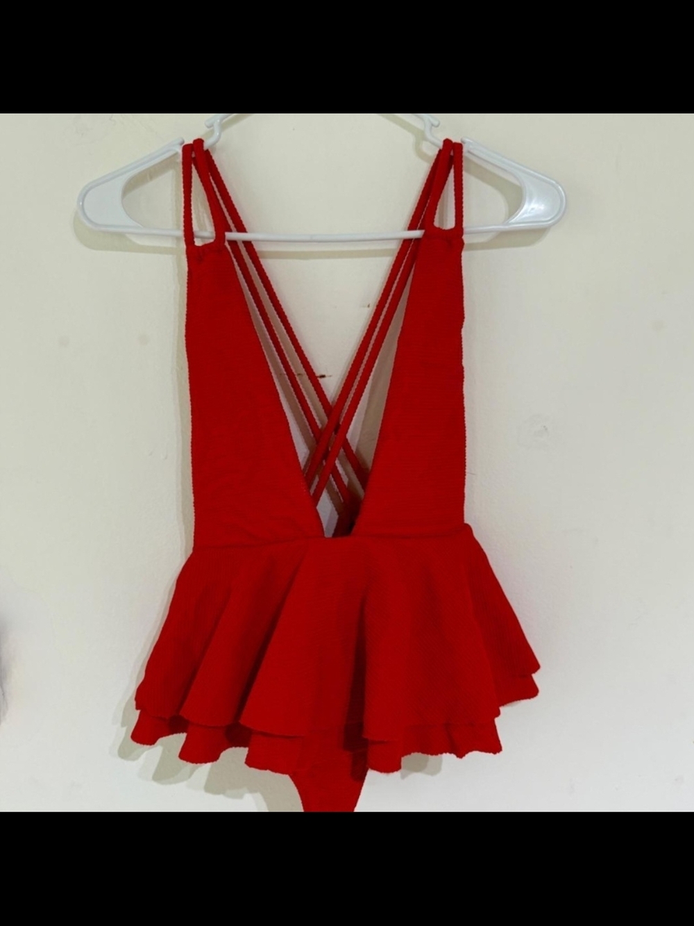 Montce Red Ruffled One-Piece Swimsuit - Picture 2 of 4